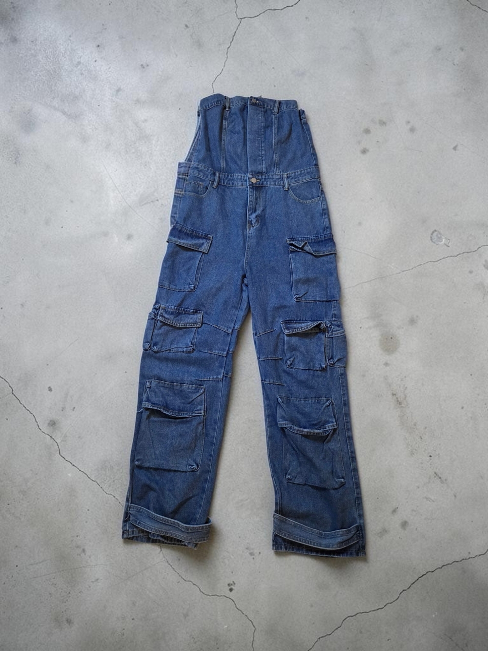 Blue Cargo Denim Jeans - Multi-Pocket Workwear